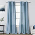 Nanspring Blue Boho Curtains for Bedroom Back Tab Rod Pocket Semi Sheer Linen by Nanspring