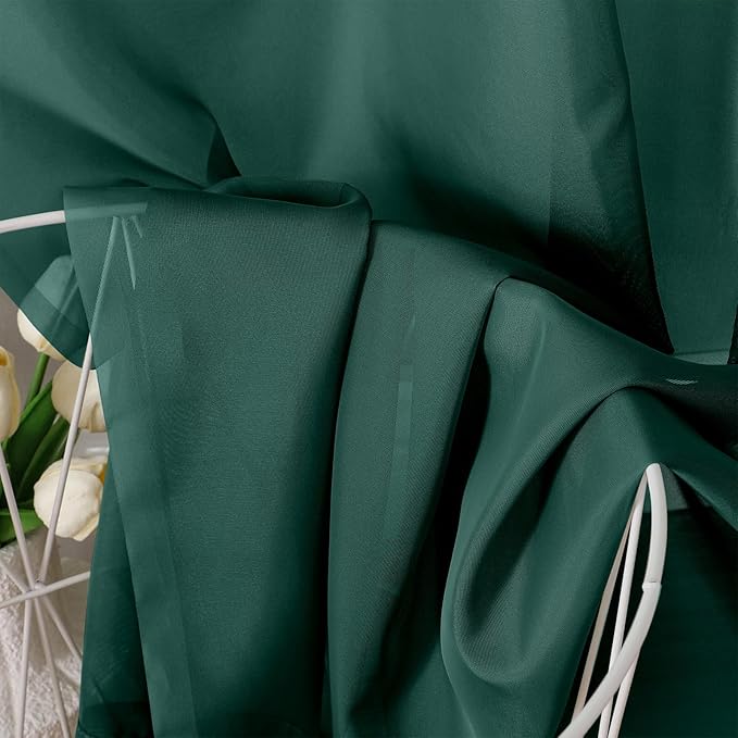 Hunter Green Sheer Curtains 84 Inches Long 2 Panels - Image 4