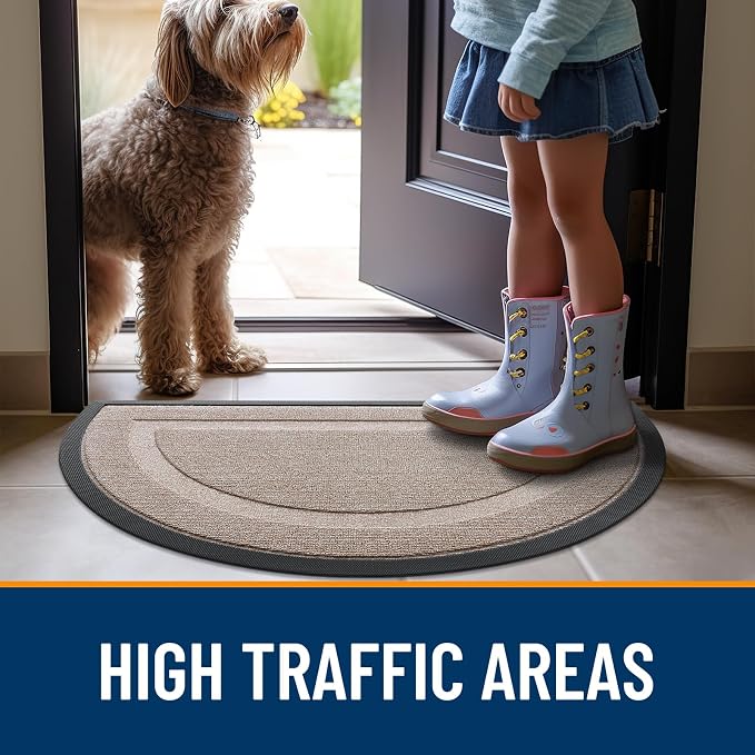 OLANLY Half Circle Front Door Mat Outside 35x23 All-Season Rubber Doormat | - Image 6