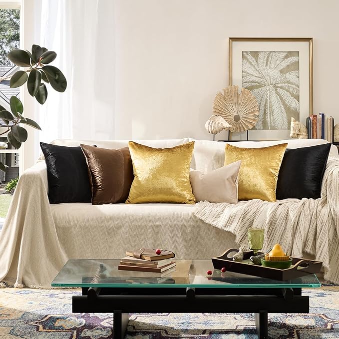 GIGIZAZA Gold Velvet Decorative 20x20 Throw Pillow Covers - Image 5