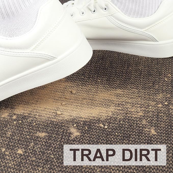 LEKEEPGO Door Mat 36"x59", Non Slip Door Mat Indoor Entrance, Rubber Backing Front Indoor Door Mats Washable Absorbent Low-Profile Doormat Entryway Entry Resist Dirt Inside Door Mats, Brown