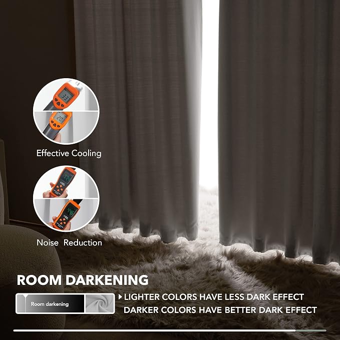 Deconovo Blackout Curtains, Thermal Insulated, W52 x L95 2 Panels, Back Tab - Image 7