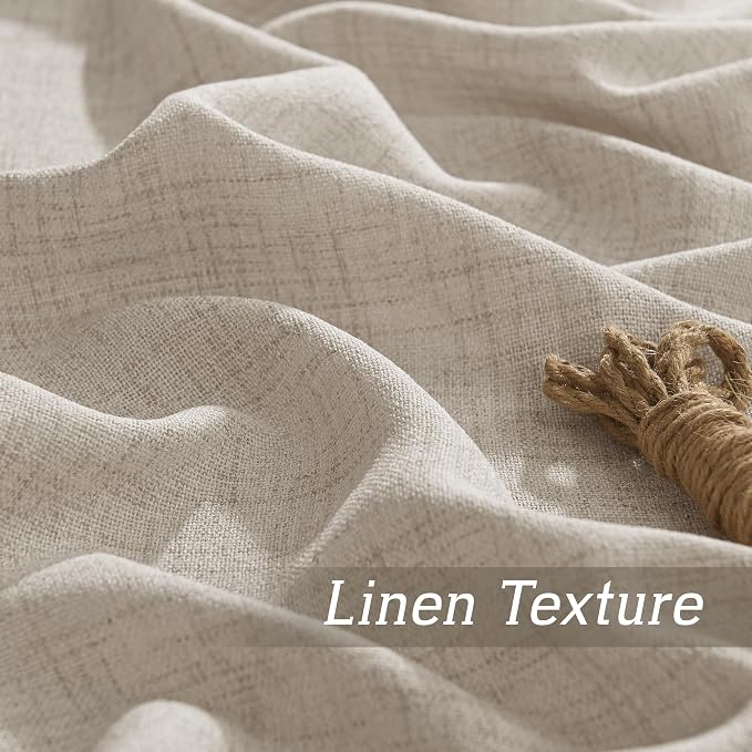 RYB HOME Natural Beige Linen Sheer Curtains 96 inches Long - Image 4
