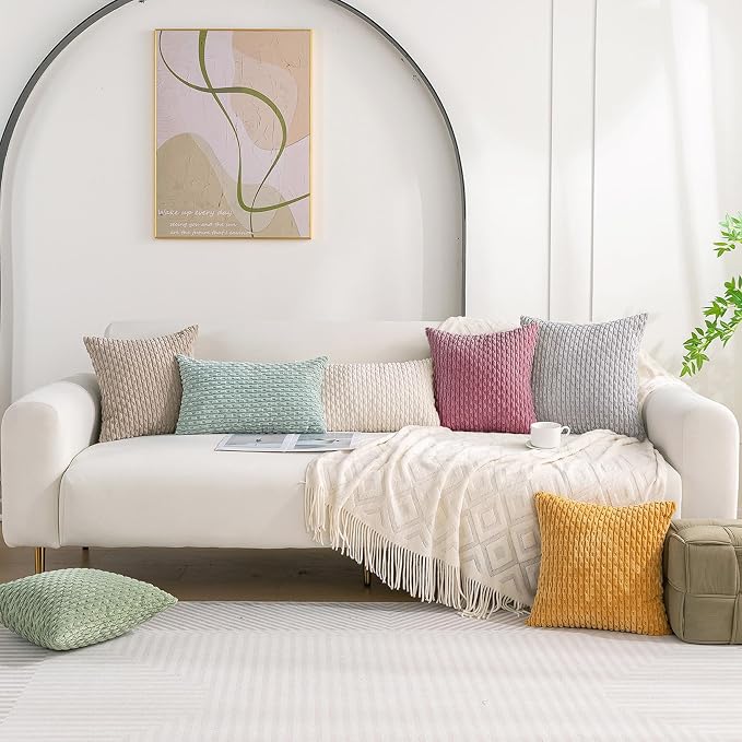 Set of 4 Pink Decorative Throw Pillow Covers 20x20 Inch Corduroy Pillow Covers - Image 2