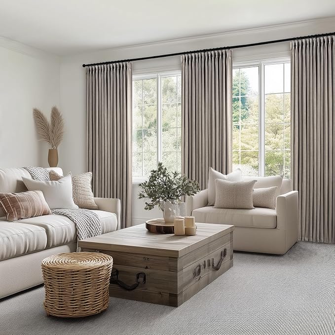 Topfinel 120 Inch Curtains 2 Panels Set, Two Packs Pinch Pleat Back Tab Linen - Image 8