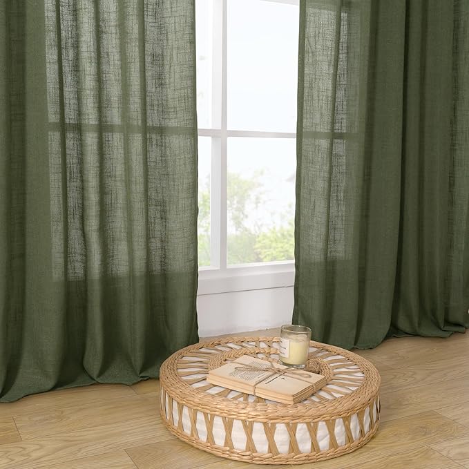 Light Filtering Linen Curtains 68 inch - Image 9