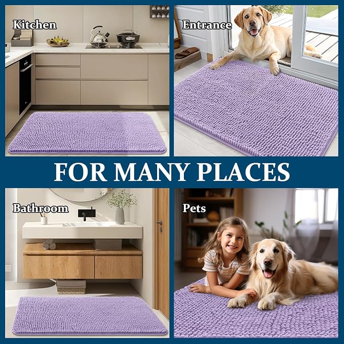 OLANLY Dog Door Mat for Muddy Paws 24x16, Super Absorbent Chenille Mud Mat | - Image 8