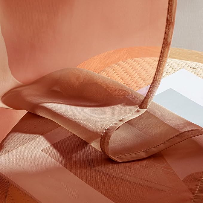 MIULEE 4 Panels Fall Burnt Orange Sheer Curtains 54 x 96 Inches | Light - Image 7
