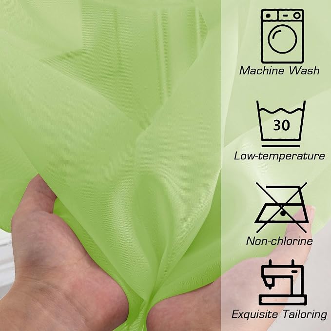 Lime Sheer Curtains for Bedroom Living Room 54 Inch Length 2 Panels Set - Image 5