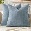 MIULEE Decorative Coastal Blue Euro Sham Pillow Covers 24x24 Inch 2 Pack | by MIULEE