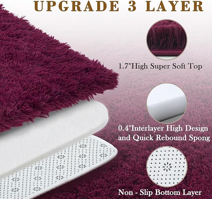 Area Rugs 9x12 Living Room, Shaggy Carpet Soft Plush Furry Bedside Rug Large - Image 2