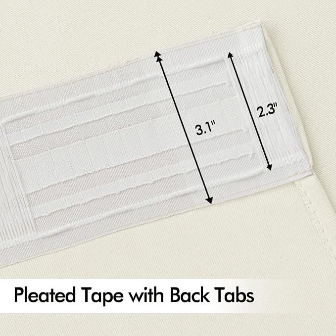 MIULEE Cream Back Tab Blackout Curtains 63 Inch Length 2 Panels Set - Image 4