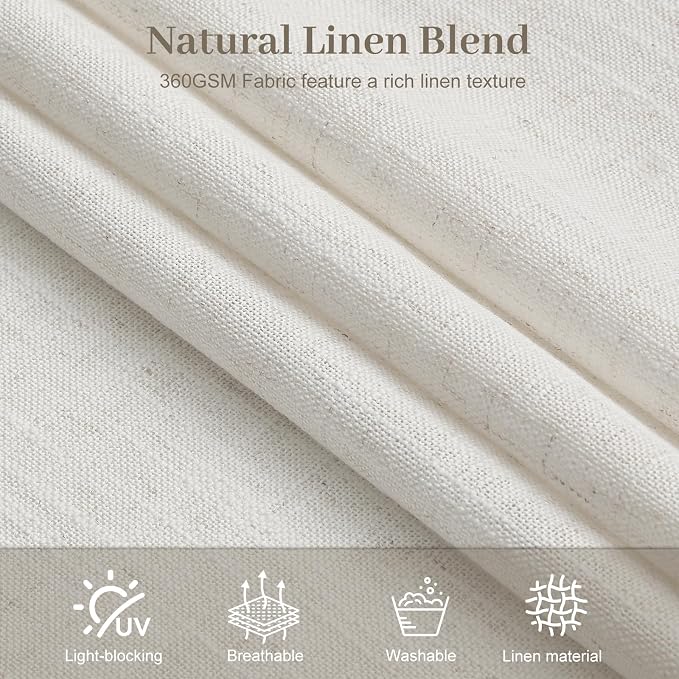 Pinch Pleated Linen Curtains 90 Inches Long 2 Panels - Image 7