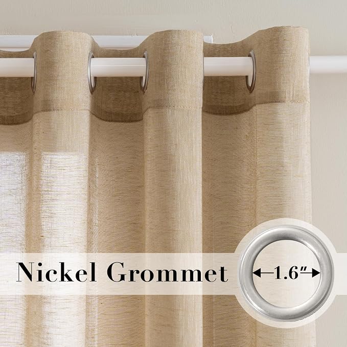 H.VERSAILTEX Linen Curtains Nickel Grommet Natural Linen Semi-Sheer Curtains 2 - Image 2