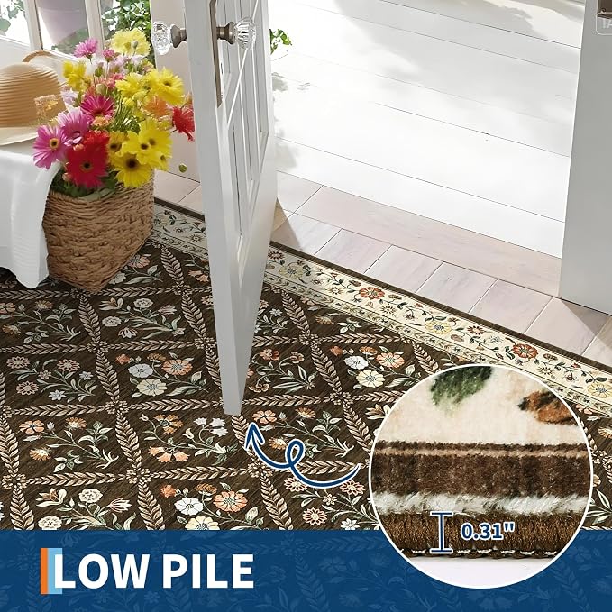 Washable Kitchen Rugs Non Slip 2x6 Hallway Runner Rug Stain Resistant Low Pile - Image 5