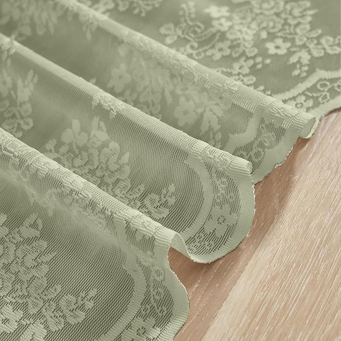 YJ YANJUN Vintage Lace Curtains 24 Inch Length- Boho Short Cafe Curtains - Image 3