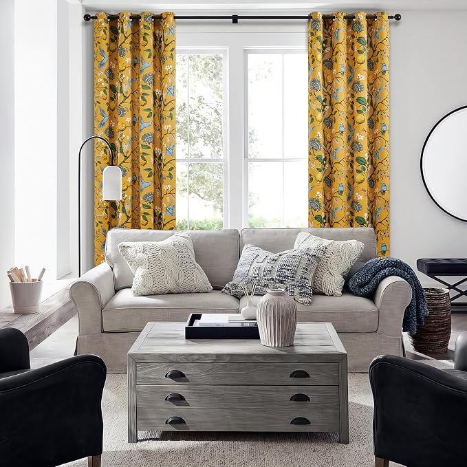 Topfinel Living Room Curtains 72 Inches Long Mustard Yellow Vintage Curtains & - Image 5