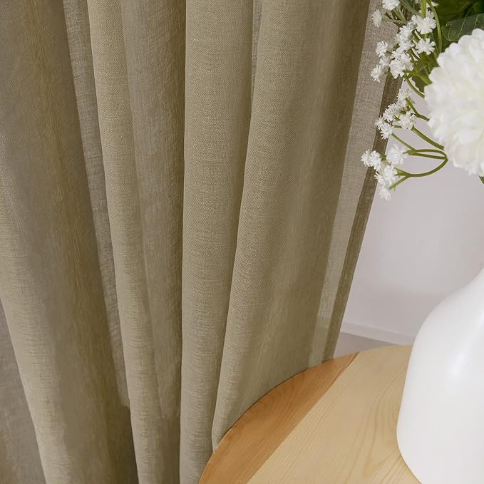 Tollpiz Short Sheer Curtains Living Room Linen Textured Curtain Sheers Light - Image 3
