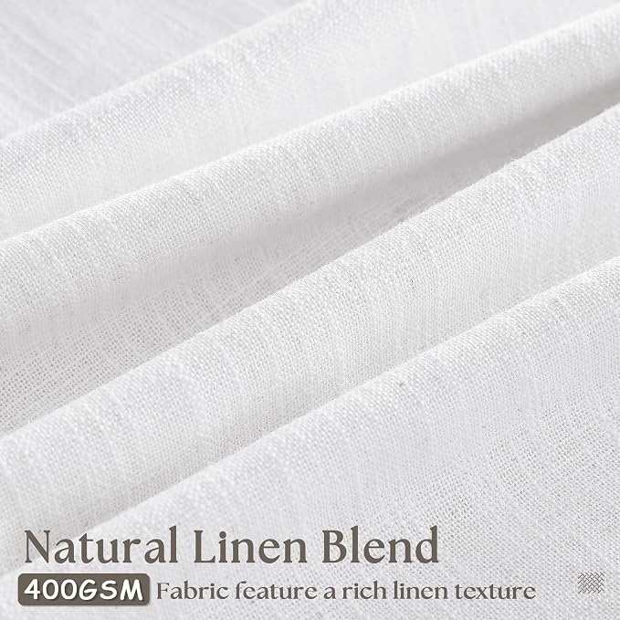 Snow White Pinch Pleated Linen Curtains 63 Inch Length 2 Panels | - Image 2