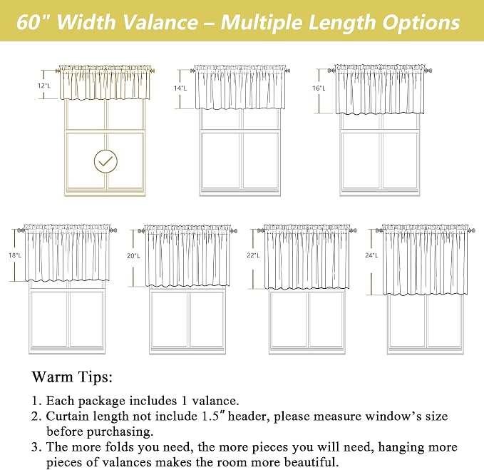 Black Valances for Windows, Light Filtering Faux Linen Textured Small Short - Image 3