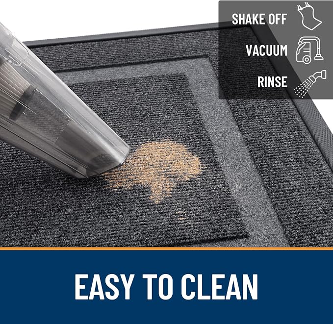 OLANLY Front Door Mat Outside 59x23, All-Season Heavy-Duty Rubber Doormat | Grey - Image 6
