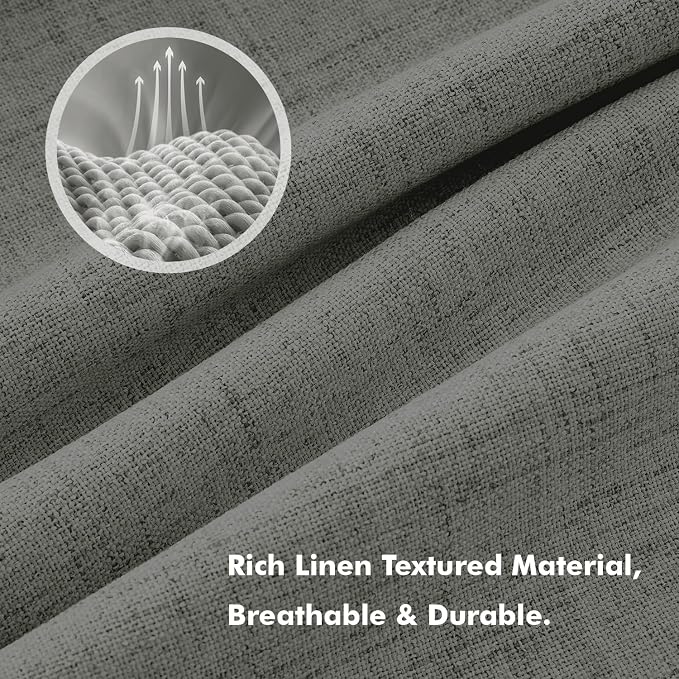 MIULEE 100% Blackout Linen Curtains 42 x 96 Inch Dark Grey 2 Panels | Thermal - Image 3