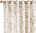 Grey Vintage Floral Linen Curtains Farmhouse 50W X 84L 2 Panels | Elisa Series by Lazzzy