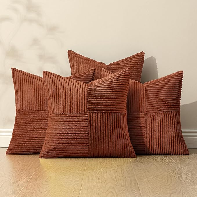 MIULEE Fall Boho Farmhouse Rust Decorative Throw Pillow Covers 18x18 Inch 4 - Image 5