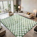 Area Rugs for Bedroom Living Room, 5x8 Green and White Fluffy Soft Checkered by Boshengya
