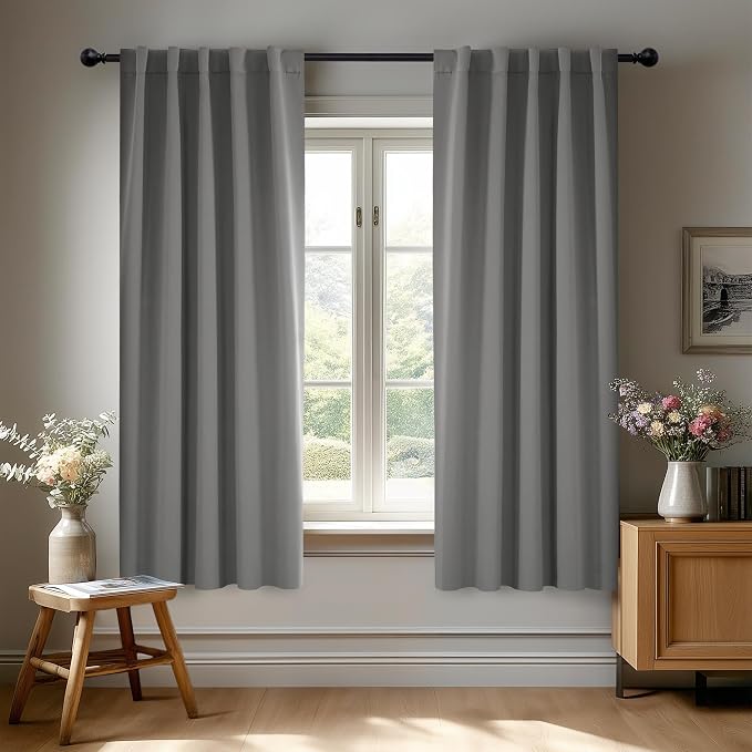 Deconovo Blackout Curtains, Thermal Insulated, W42 x L63 2 Panels, Back Tab by Deconovo