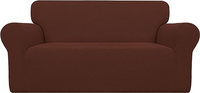Easy-Going Stretch Oversized Loveseat Couch Covers Washable Coffee | 1-Piece by Easy-Going