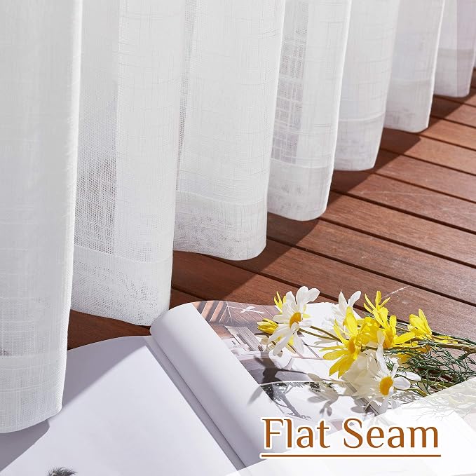 NICETOWN White Sheer Bathroom Curtains 48 inches Long, Rod Pocket & Back Tab - Image 6