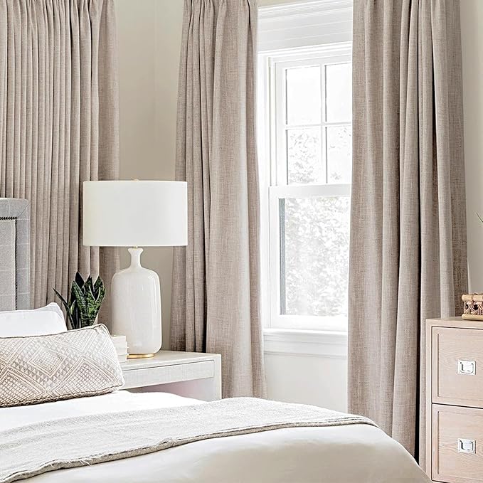 MIULEE Linen Texture Curtains for Bedroom Solid 100% Blackout Thermal Insulated - Image 2