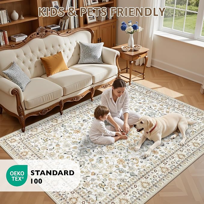 9x12 Area Rugs Living Room: Washable Vintage Rug - Image 8