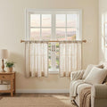 MYSKY HOME Kitchen Semi Sheer Oatmeal Curtains 24 Inch Long, Light Filtering by MYSKYHOME