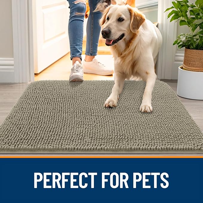 OLANLY Dog Door Mat for Muddy Paws 47x24, Super Absorbent Chenille Mud Mat | - Image 6