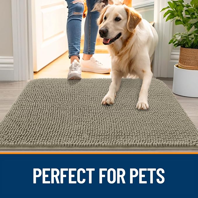 OLANLY Dog Door Mat for Muddy Paws 50x30, Super Absorbent Chenille Mud Mat | - Image 6