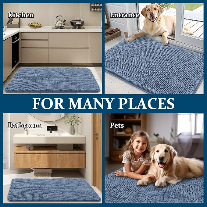 OLANLY Dog Door Mat for Muddy Paws 44x24, Super Absorbent Chenille Mud Mat | - Image 8
