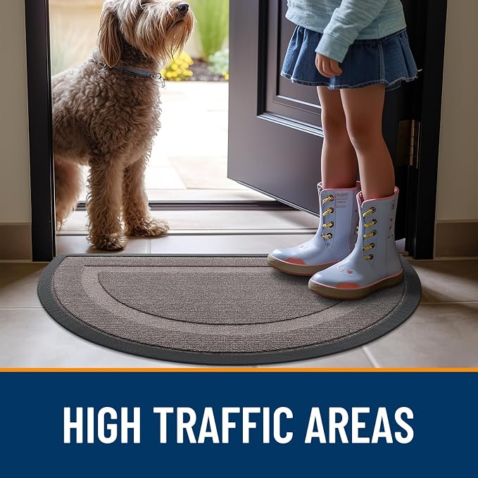 OLANLY Half Circle Front Door Mat Outside 59x34 All-Season Rubber Doormat | - Image 6