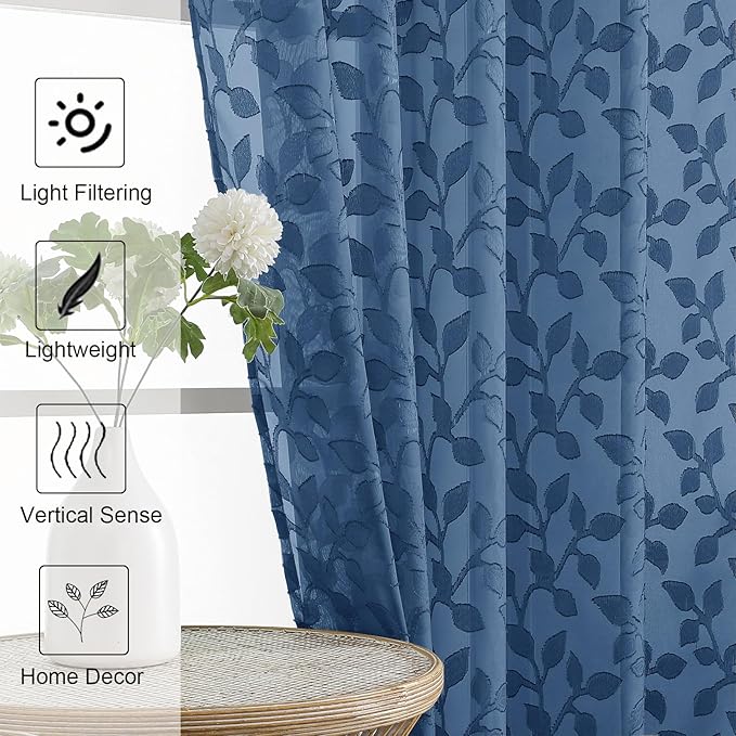 Chyhomenyc Dusty Blue Sheer Valances - Image 7