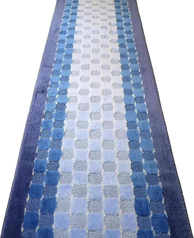 13 Ft Blue Hallway Runner Rug, Custom Size Non Slip Washable, Pet Friendly | - Image 6