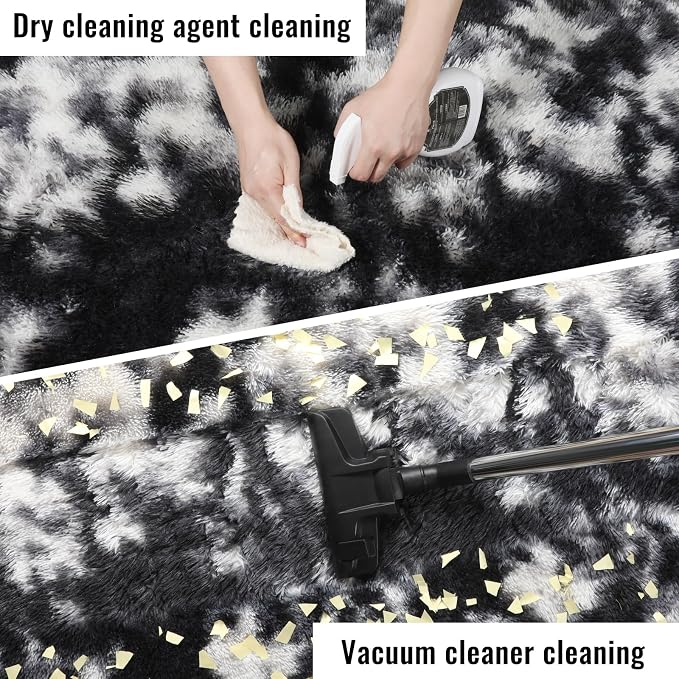 Black White Grey Bedroom Rugs 4x6 Ft, Soft Fuzzy Plush Indoor Floor Area Rug | - Image 6