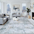 9x12 Washable Area Rug for Living Room Bedroom: Non-Slip Modern Blue Grey | by Oriannal