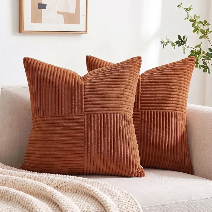 Fancy Homi 2 Packs Rust Big Decorative Throw Pillow Covers 24x24 Inch - Image 7