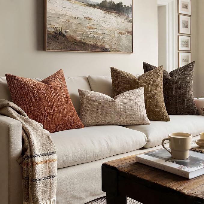 MIULEE Chenille Textured Fall Lumbar Pillow Covers Burnt Orange 12x20 | Set of 2 - Image 6