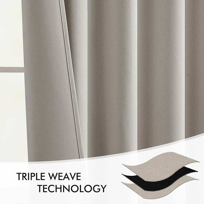 MIULEE Natural Back Tab Blackout Curtains 52x108 Inch Long 2 Panels Set | Rod - Image 7