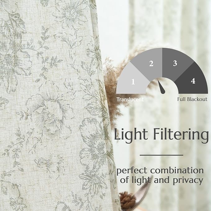jinchan Linen Floral Curtains 84 Inch Length - Image 6