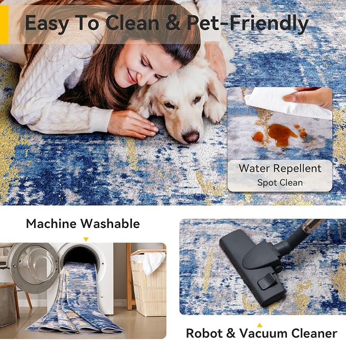 RELEANY Washable Runner 2'6"x8' Abstract Area Rug - Image 5