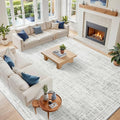 10x14 Washable Area Rug for Living Room Bedroom: Non-Slip Modern White Gray | by Oriannal