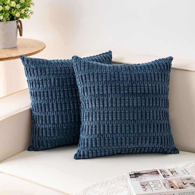 Aegero Pack of 2 Corduroy Decorative Throw Pillow Covers 24x24 Inch, Teal | by Unknown